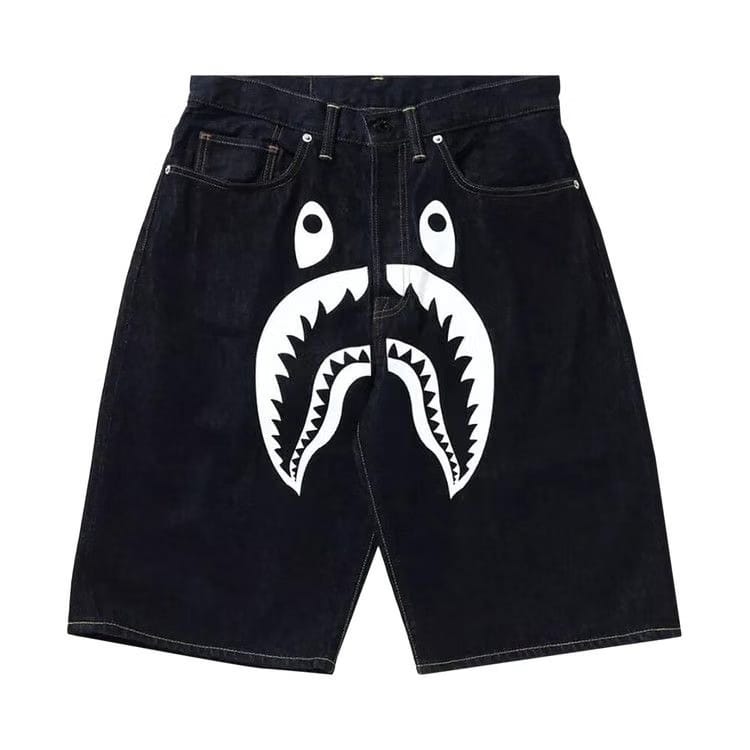 BAPE Shark Denim Shorts Navy/White