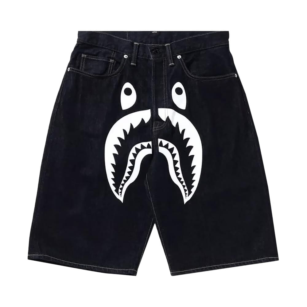 BAPE Shark Denim Shorts Navy/White