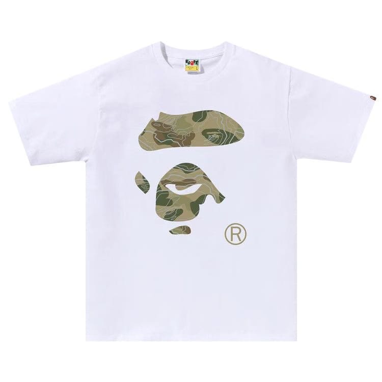 BAPE Layered Line Camo Ape Face T-Shirt White/Beige