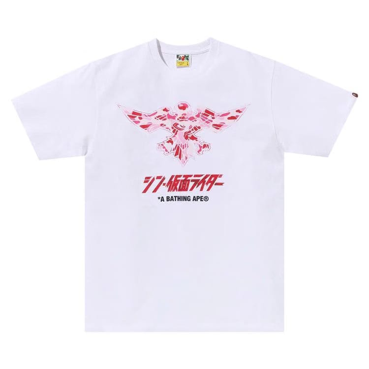 BAPE x Shin Kamen Rider Shocker Emblem T-Shirt White/Pink