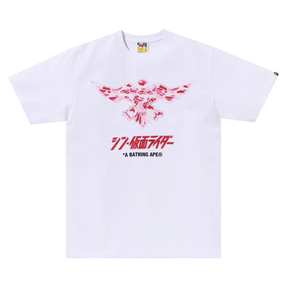 BAPE x Shin Kamen Rider Shocker Emblem T-Shirt White/Pink
