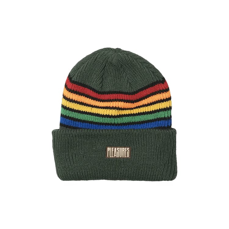 Pleasures Island Striped Beanie Green