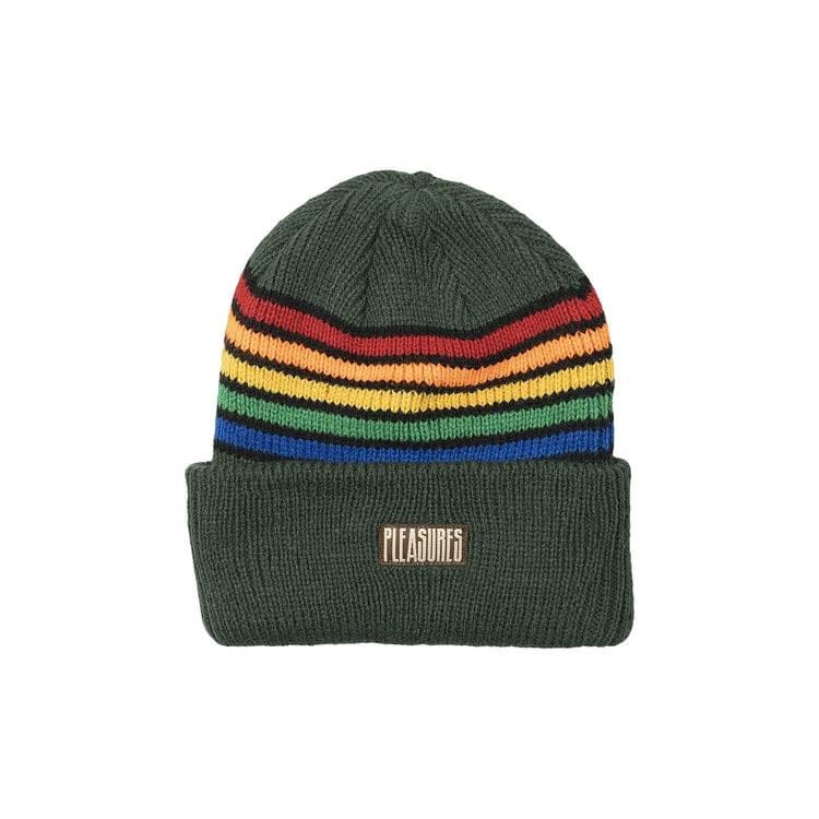 Pleasures Island Striped Beanie Green