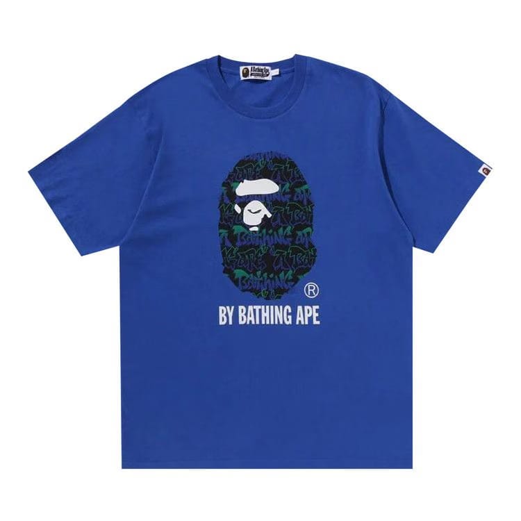 BAPE Graffiti Pattern By Bathing Ape T-Shirt Blue