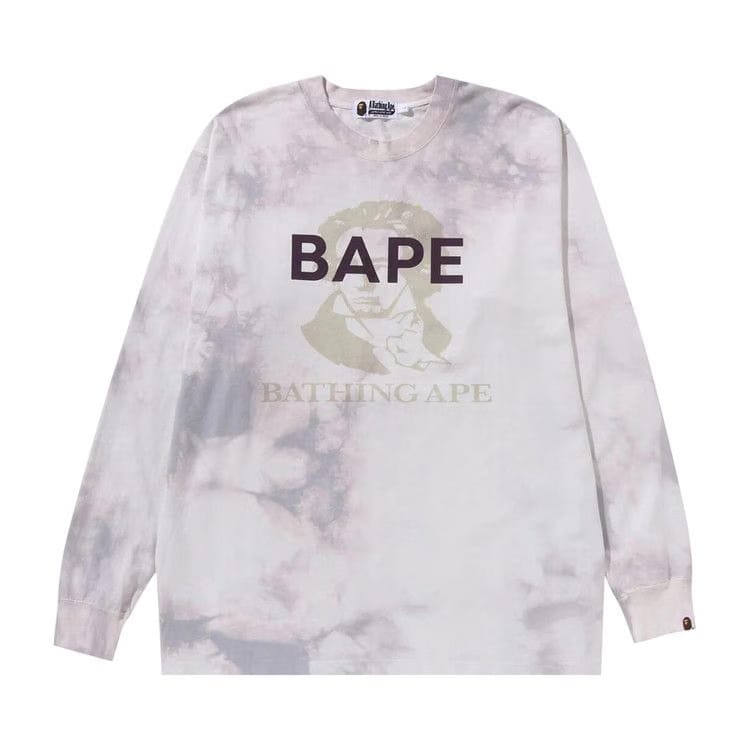 BAPE Tie Dye Bathing Ape Long-Sleeve T-Shirt White