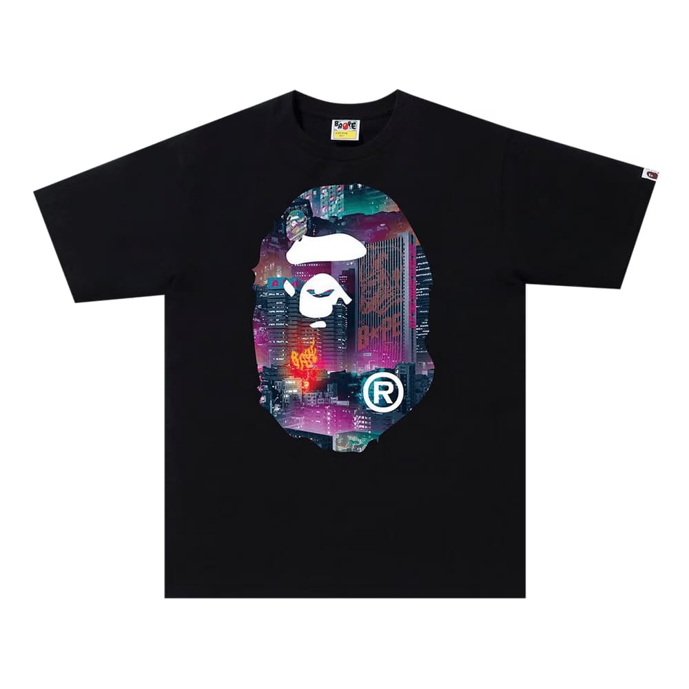 BAPE Neon Tokyo Big Ape Head T-Shirt Black
