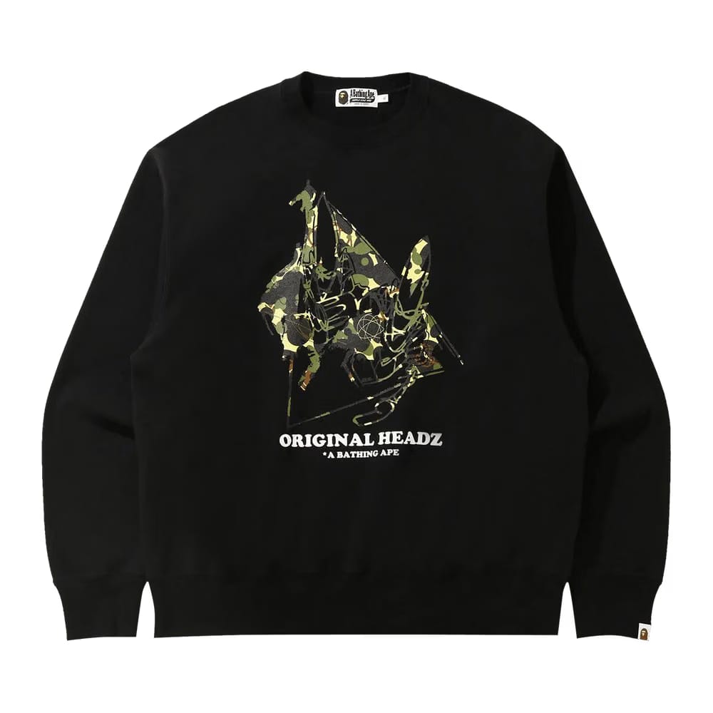 BAPE Unkle Pointman Logo Relaxed Crewneck Black