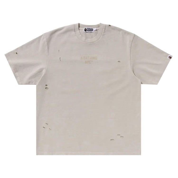 BAPE Damaged Garment Dyed Relaxed Fit T-Shirt Ivory