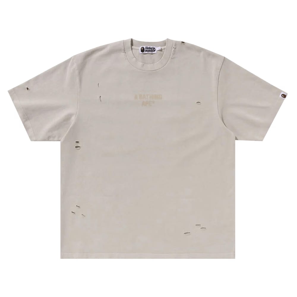 BAPE Damaged Garment Dyed Relaxed Fit T-Shirt Ivory