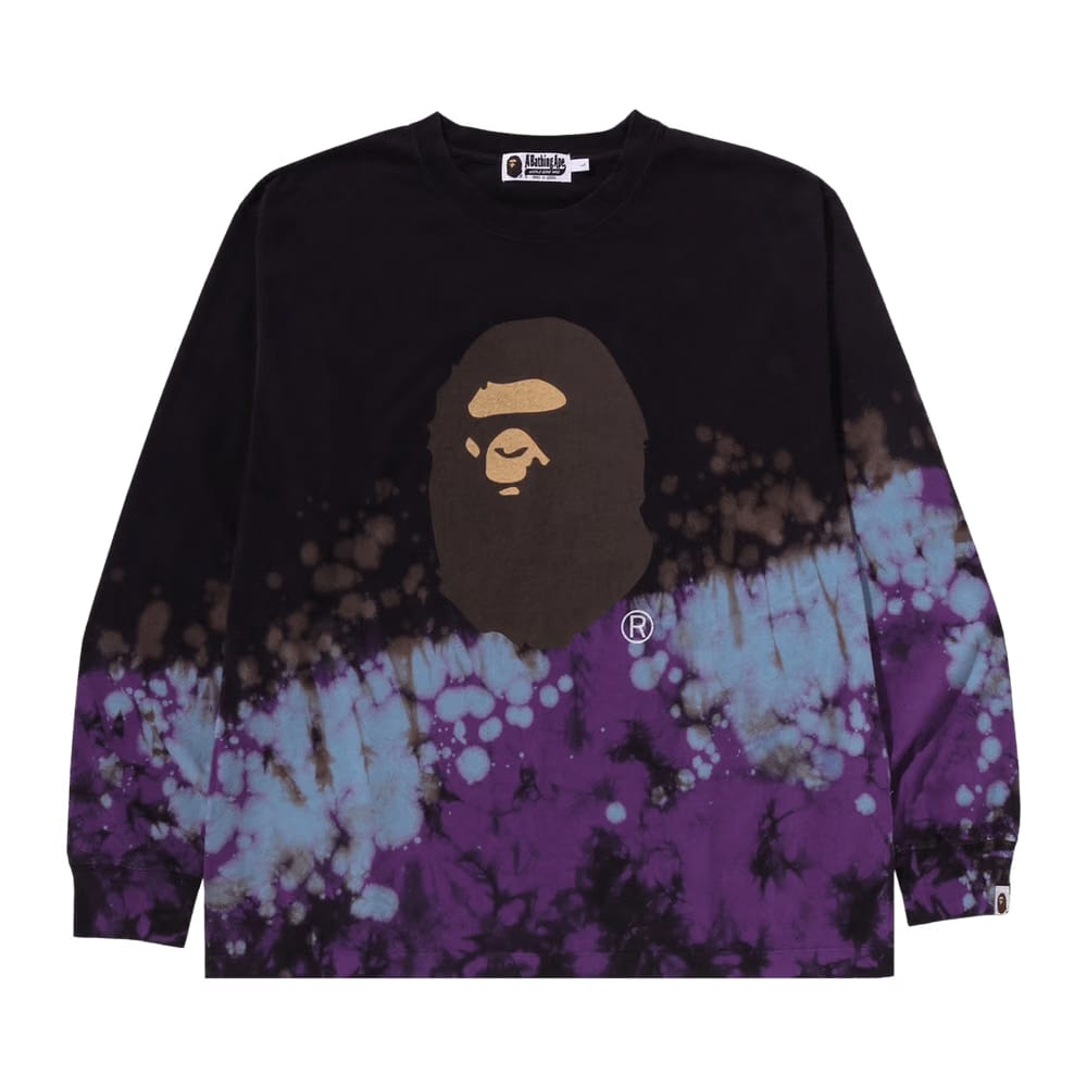 BAPE Tie Dye Ape Head Relaxed Fit Long-Sleeve T-Shirt Black