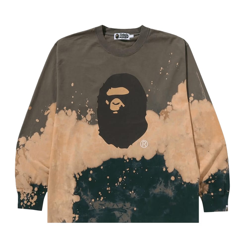 BAPE Tie Dye Ape Head Relaxed Fit Long-Sleeve T-Shirt Beige