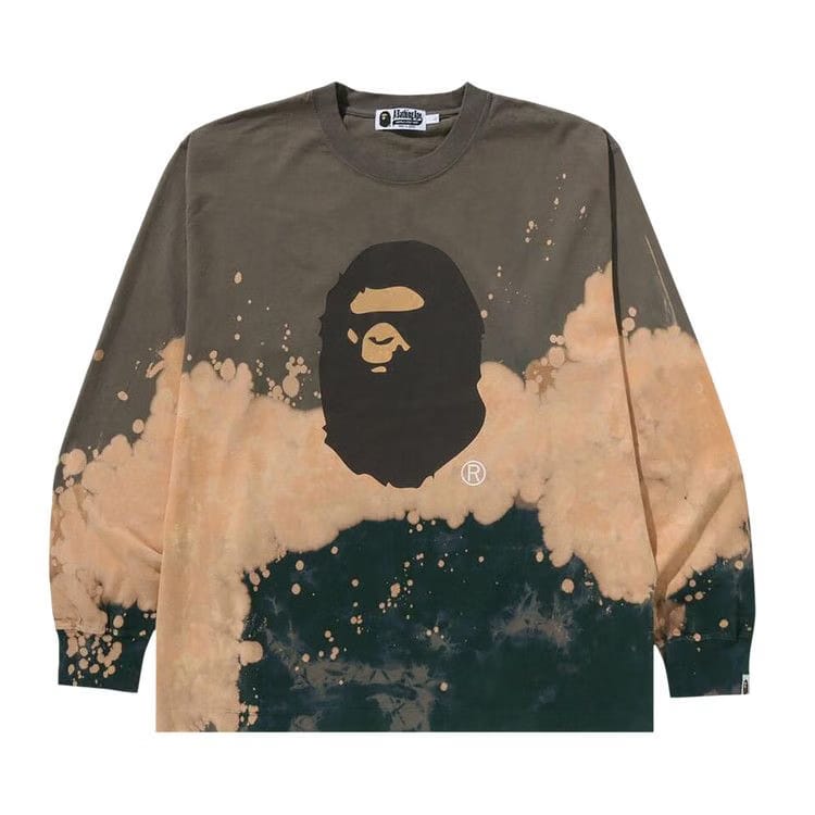 BAPE Tie Dye Ape Head Relaxed Fit Long-Sleeve T-Shirt Beige