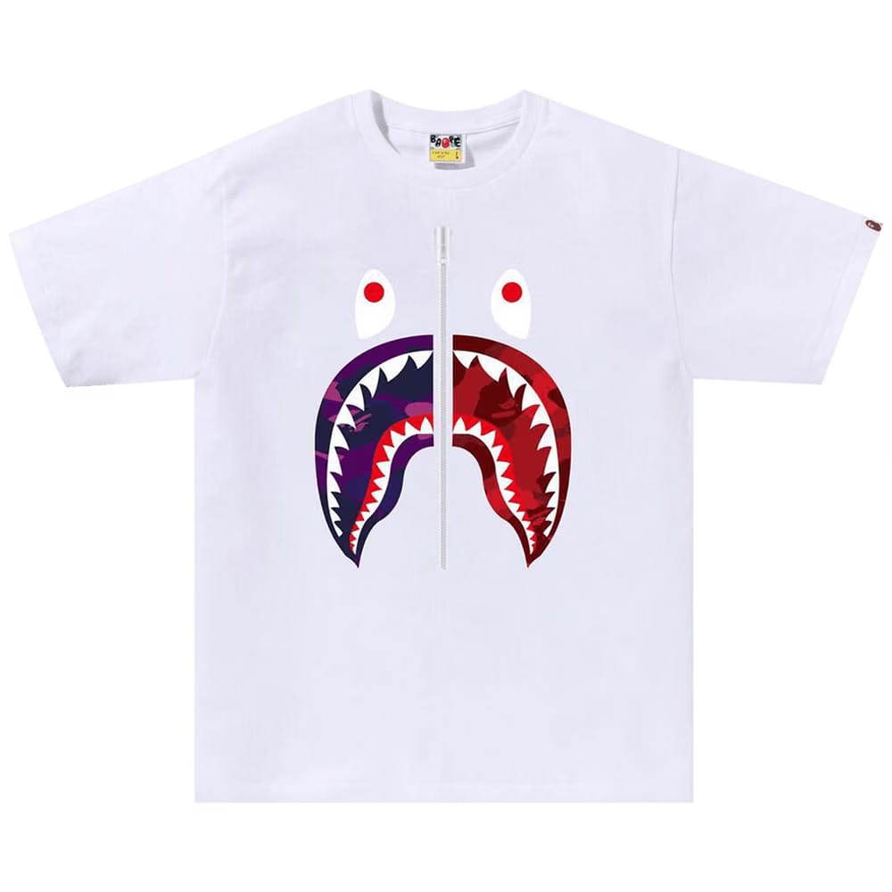 BAPE Color Camo Separate Shark T-Shirt White/Purple