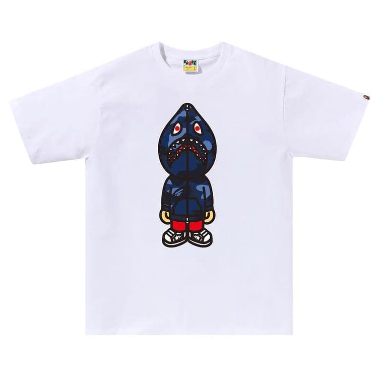 BAPE Color Camo Classic Milo Shark T-Shirt White/Navy