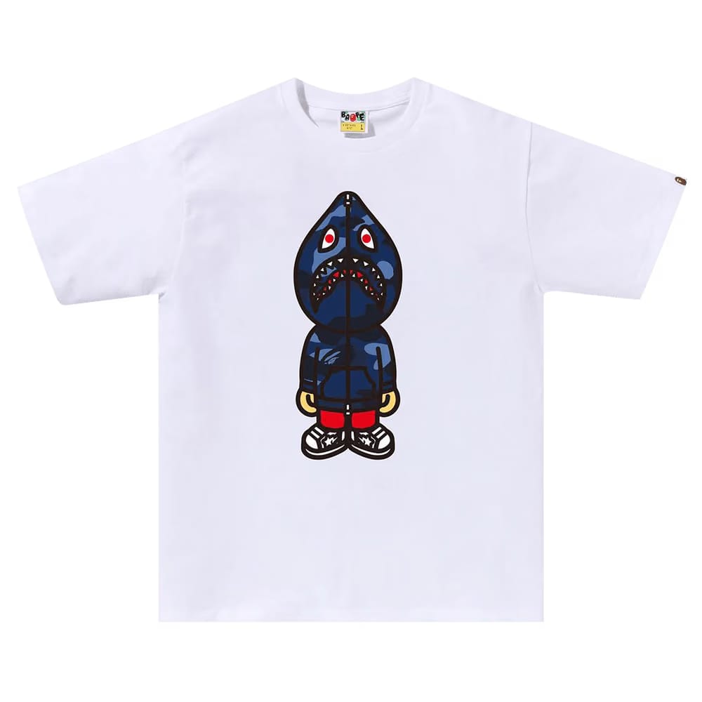 BAPE Color Camo Classic Milo Shark T-Shirt White/Navy