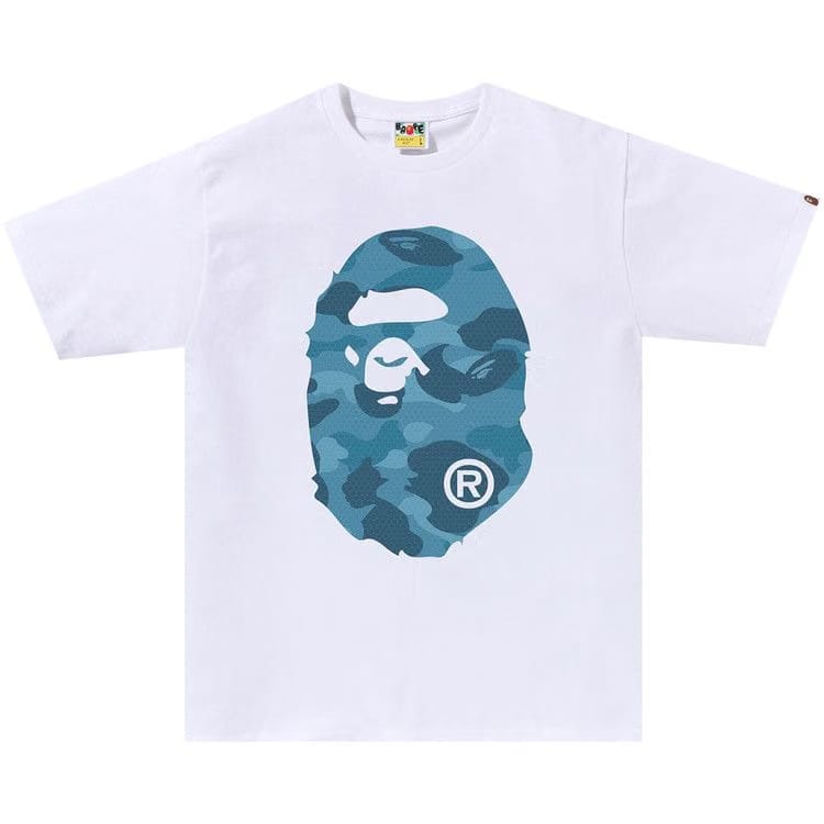 BAPE Honeycomb Camo Big Ape Head T-Shirt White/Blue