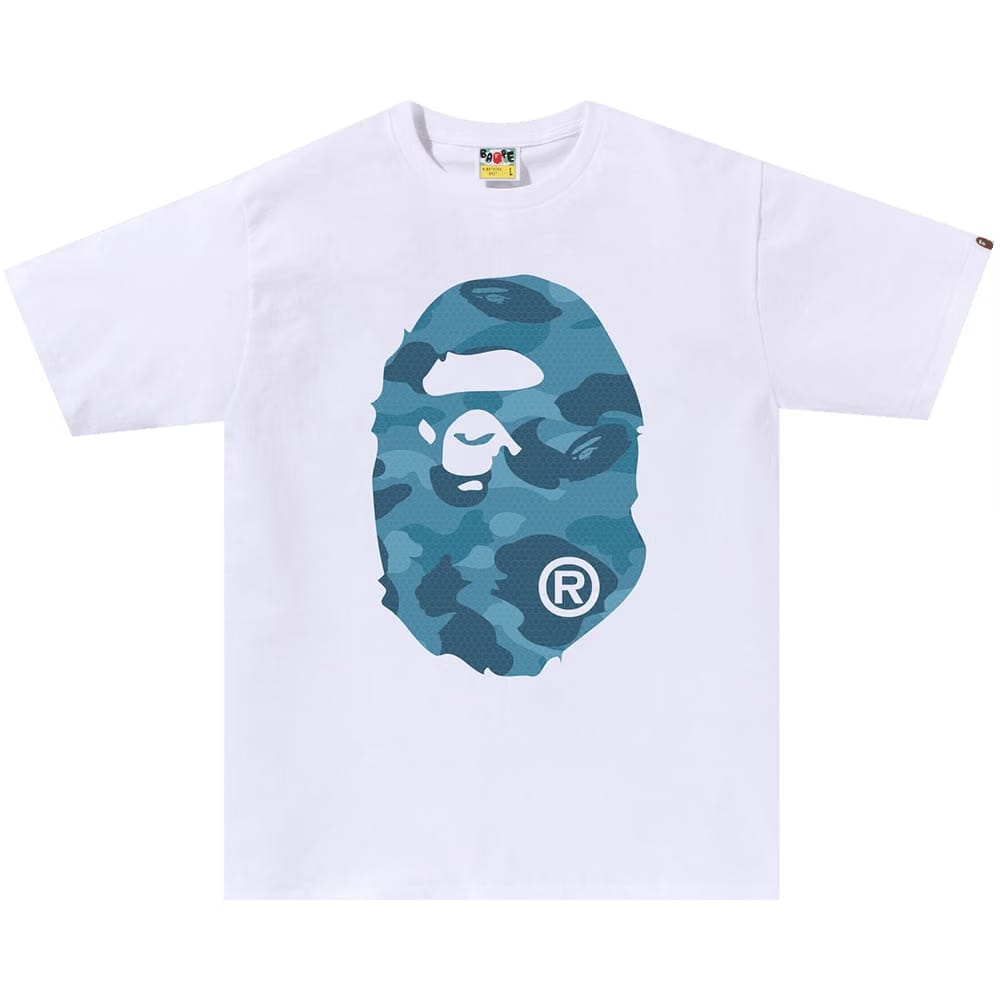 BAPE Honeycomb Camo Big Ape Head T-Shirt White/Blue
