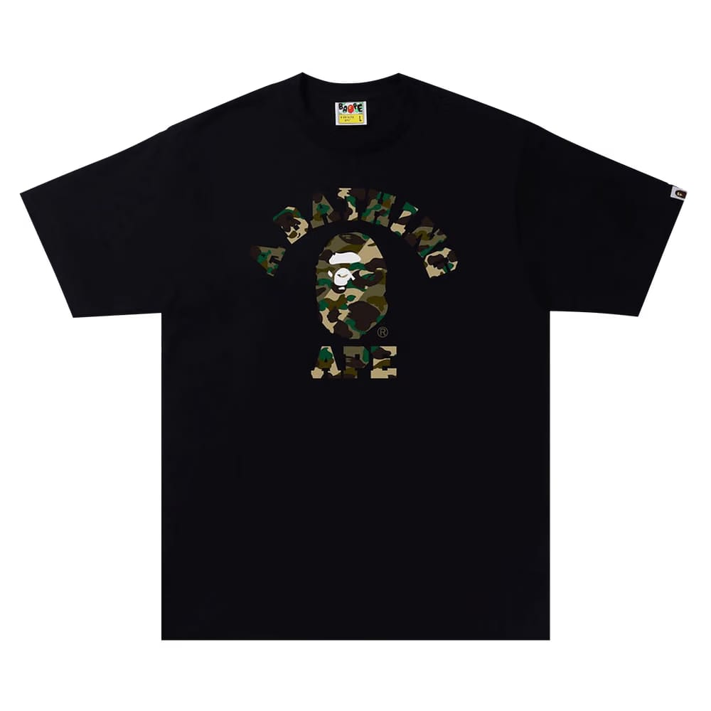 BAPE 1st Camo Crazy College T-Shirt Black