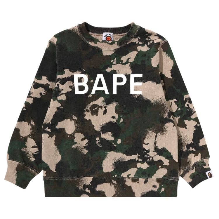 BAPE Kids Map Camo Bape Crewneck Sweatshirt Green
