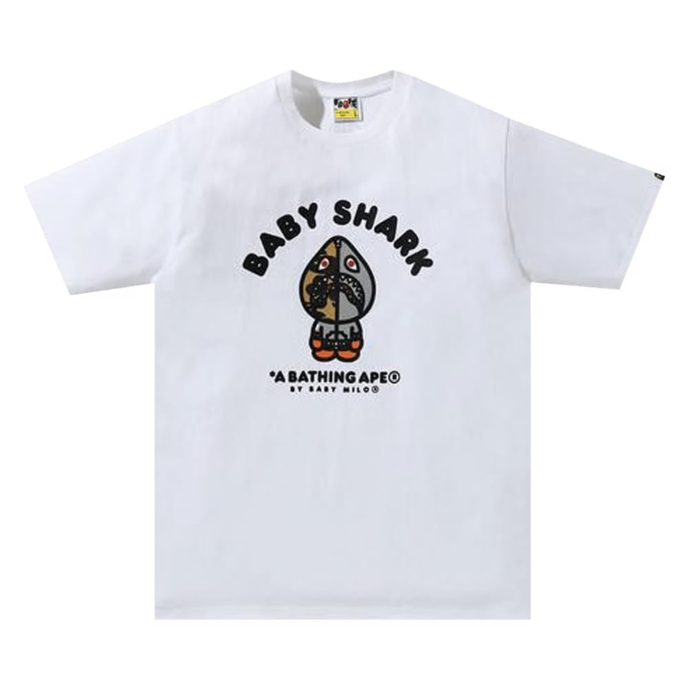 BAPE Baby Milo Shark College T-Shirt White/Grey