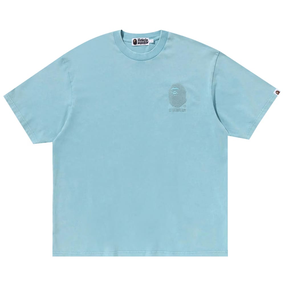 BAPE Ape Head One Point Acid Wash Relaxed Fit T-Shirt Blue