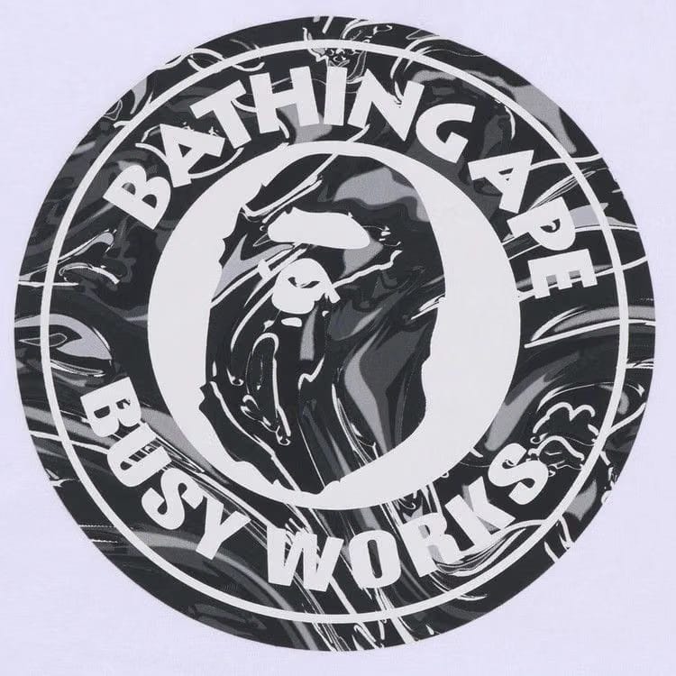 BAPE Marbling Camo Busy Works Relaxed Fit T-Shirt White