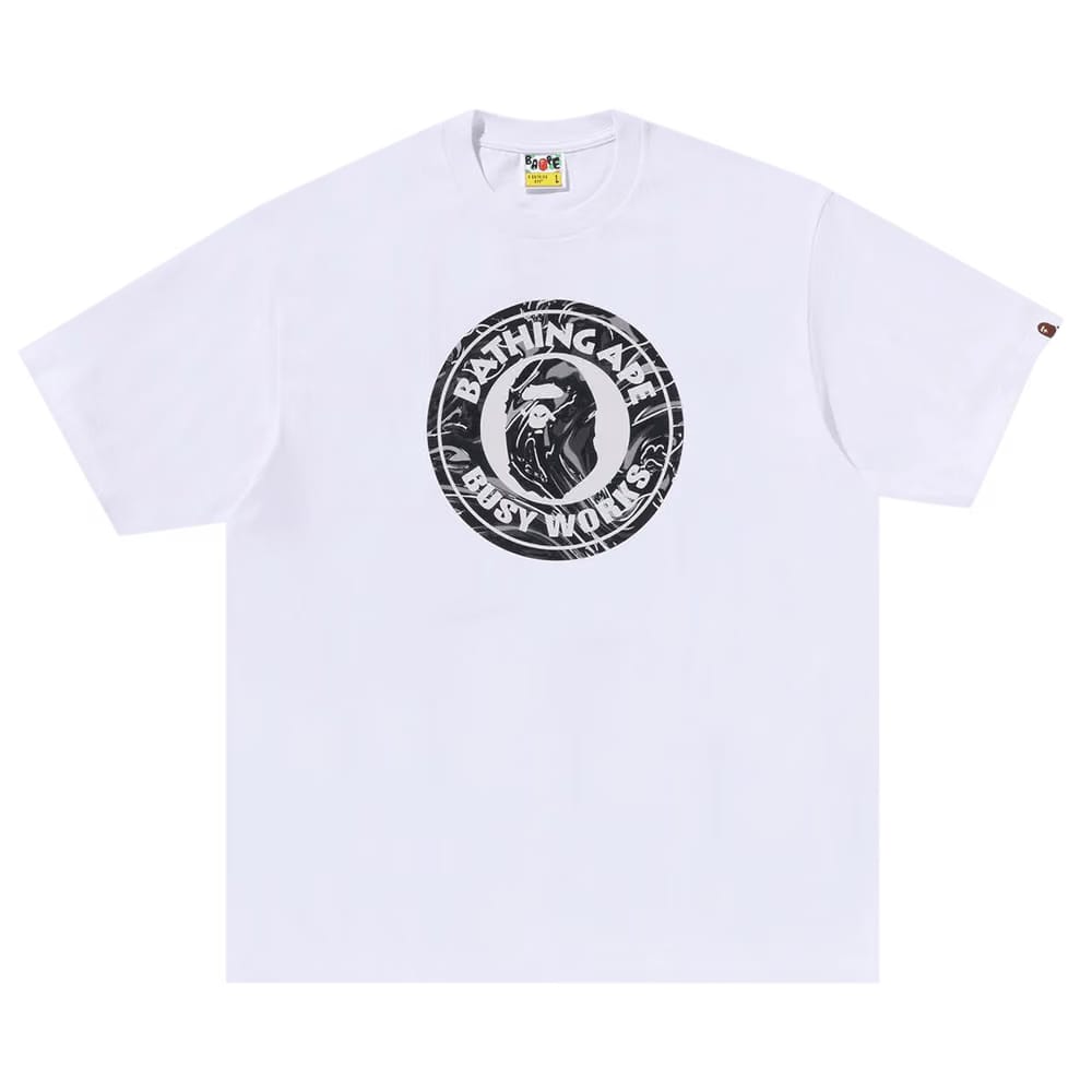 BAPE Marbling Camo Busy Works Relaxed Fit T-Shirt White