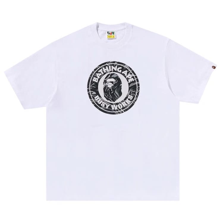BAPE Marbling Camo Busy Works Relaxed Fit T-Shirt White