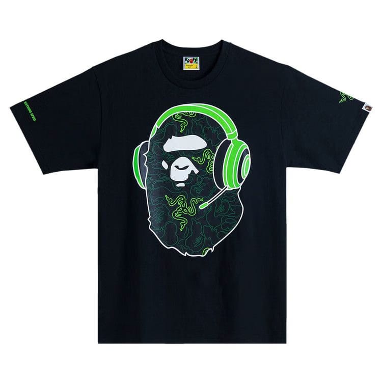 BAPE x Razer Neon Camo Ape Head T-Shirt Black