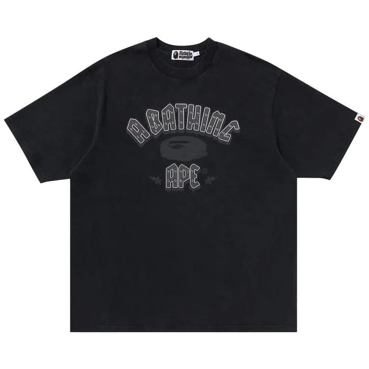 BAPE Garment Dye Rhinestone Logo Relaxed Fit T-Shirt Charcoal