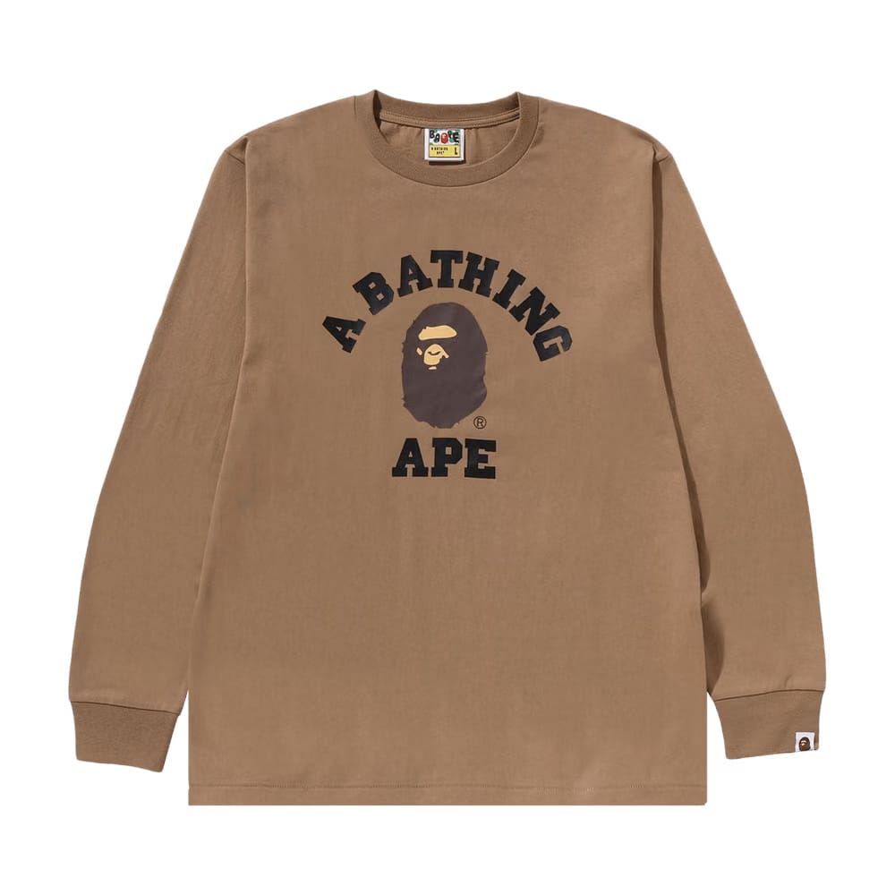 BAPE College Long-Sleeve T-Shirt Beige