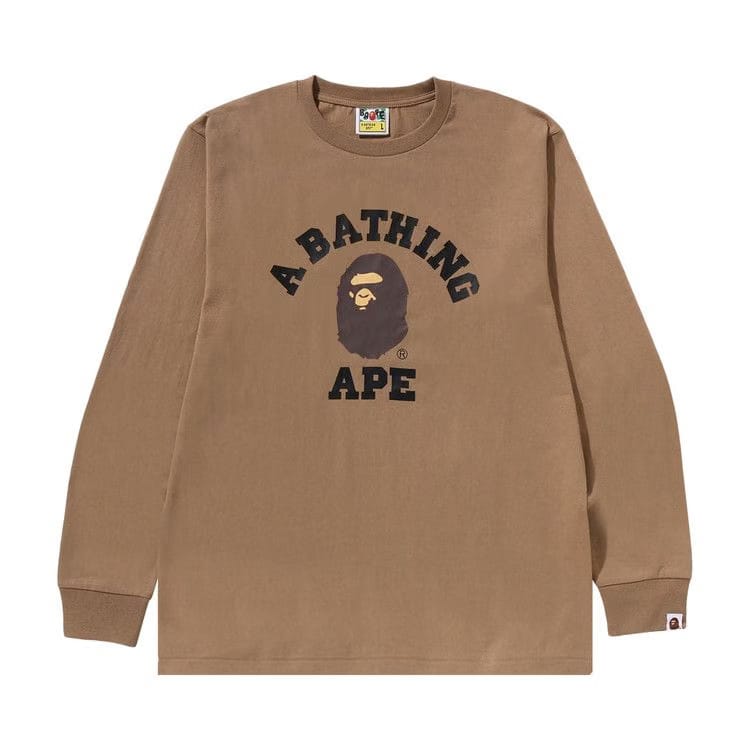 BAPE College Long-Sleeve T-Shirt Beige