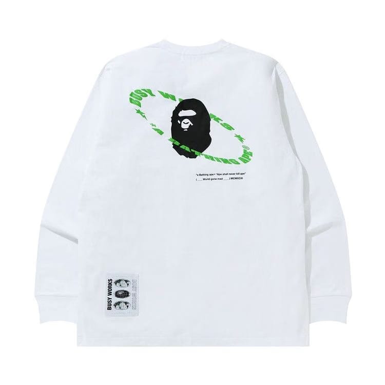 BAPE Universe Ape Loose Fit Long-Sleeve T-Shirt White