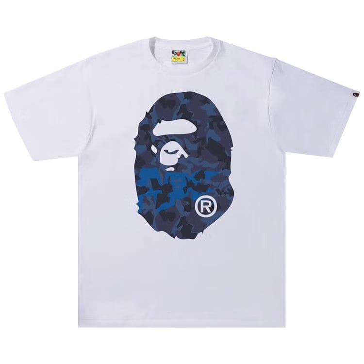 BAPE Sand Camo Big Ape Head T-Shirt White/Navy