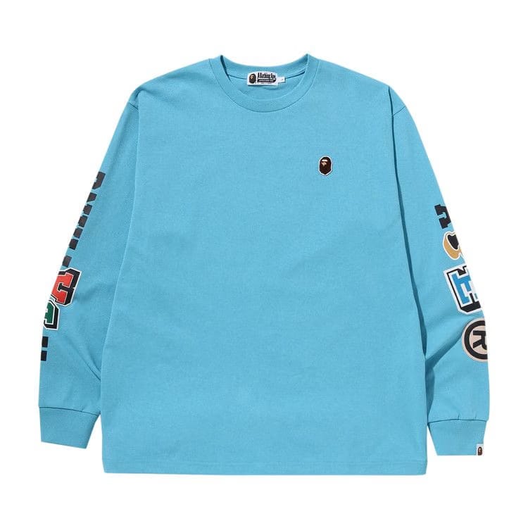 BAPE Multi Fonts Relaxed Fit Heavy Weight Long-Sleeve Sax