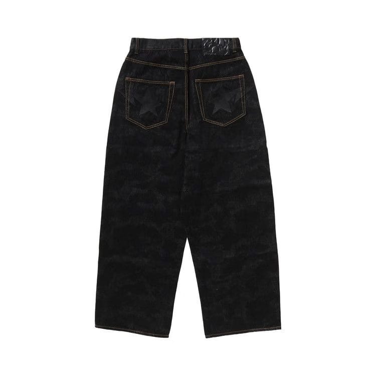 BAPE 1st Camo Destroyed Loose Fit Denim Pants Black