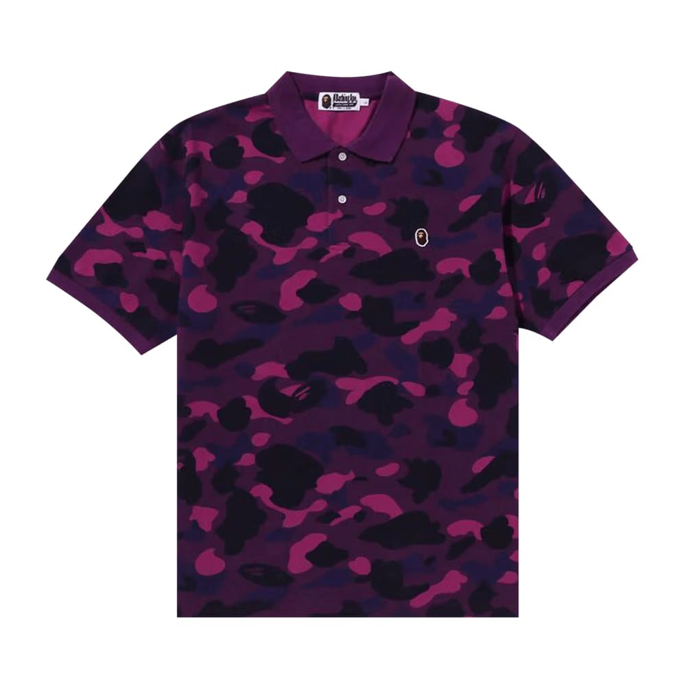 BAPE Color Camo Ape Head One Point Polo Purple