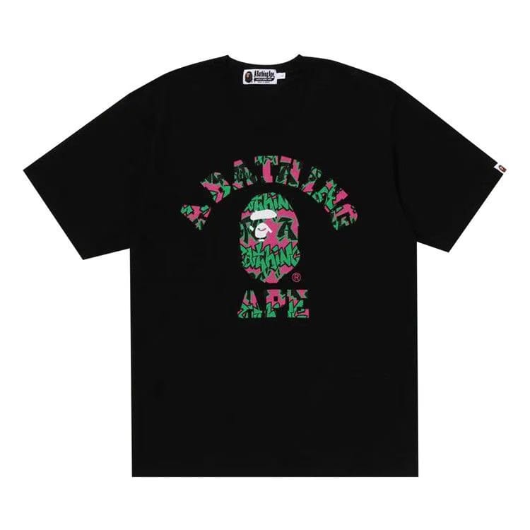BAPE Graffiti Pattern College T-Shirt Black