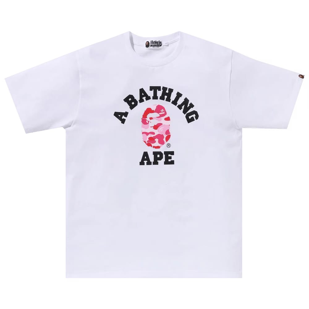 BAPE ABC Camo College Organic T-Shirt White/Pink