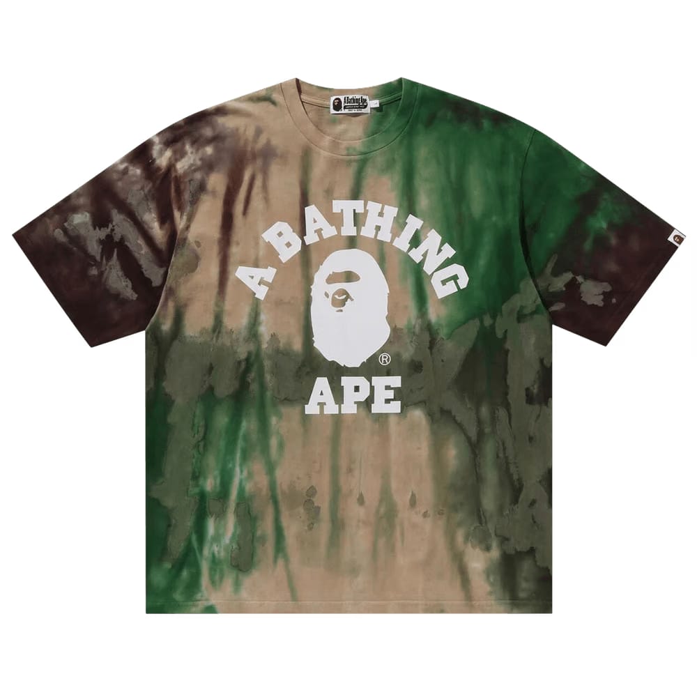 BAPE Ice Dye College Relaxed Fit T-Shirt Green