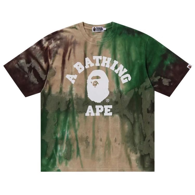 BAPE Ice Dye College Relaxed Fit T-Shirt Green