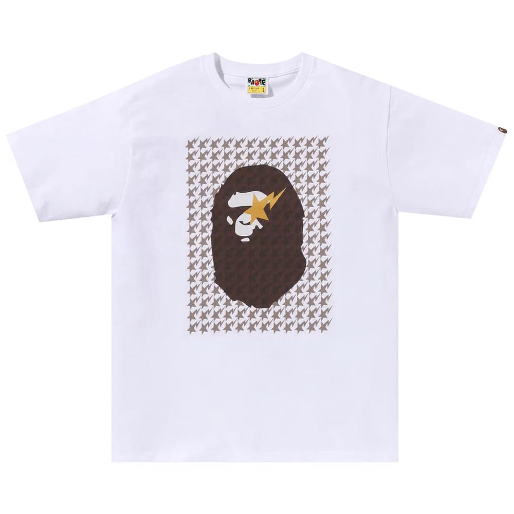 BAPE Sta Houndstooth Ape Head T-Shirt White/Brown