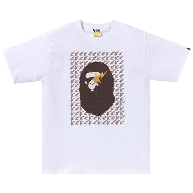 BAPE Sta Houndstooth Ape Head T-Shirt White/Brown