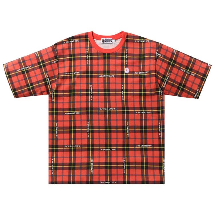 BAPE Check Relaxed Fit One Point T-Shirt Red