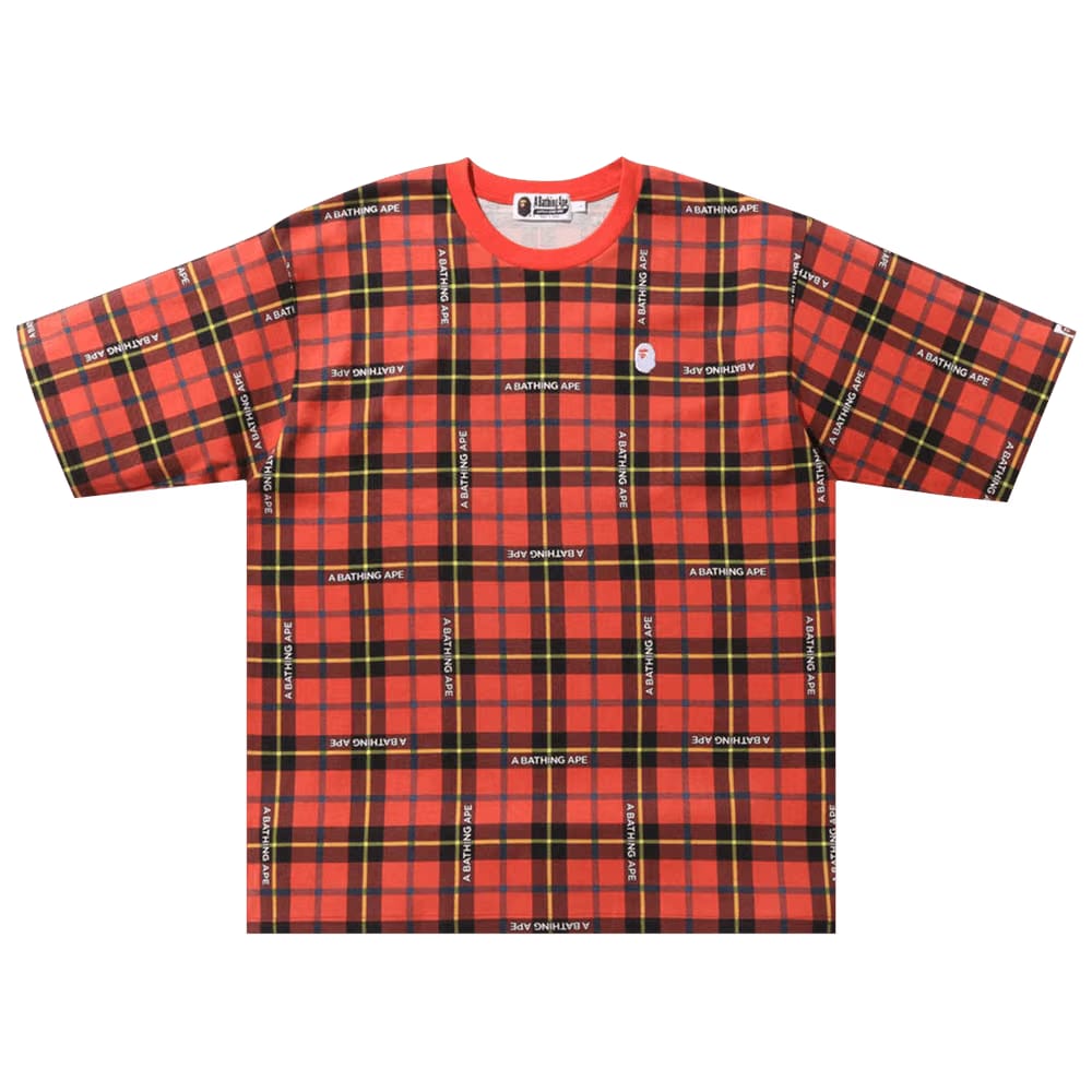 BAPE Check Relaxed Fit One Point T-Shirt Red