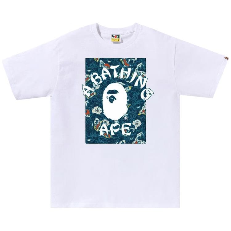 BAPE Japanese Tattoo Camo On College T-Shirt White/Blue