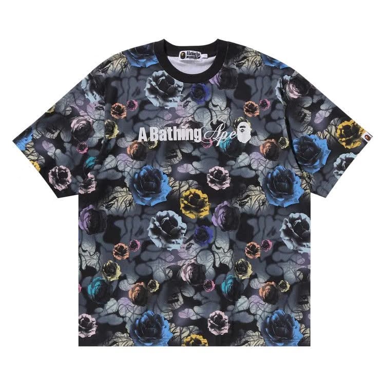BAPE Floral Camo Logo Relaxed Fit T-Shirt Black