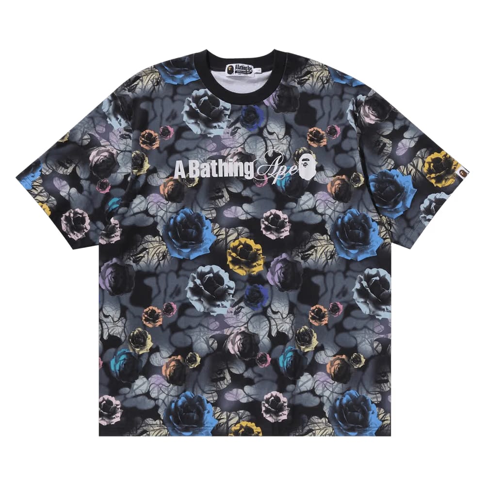 BAPE Floral Camo Logo Relaxed Fit T-Shirt Black