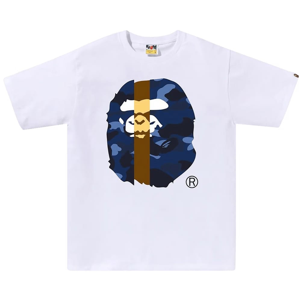 BAPE Color Camo Transform Big Ape Head T-Shirt White/Navy