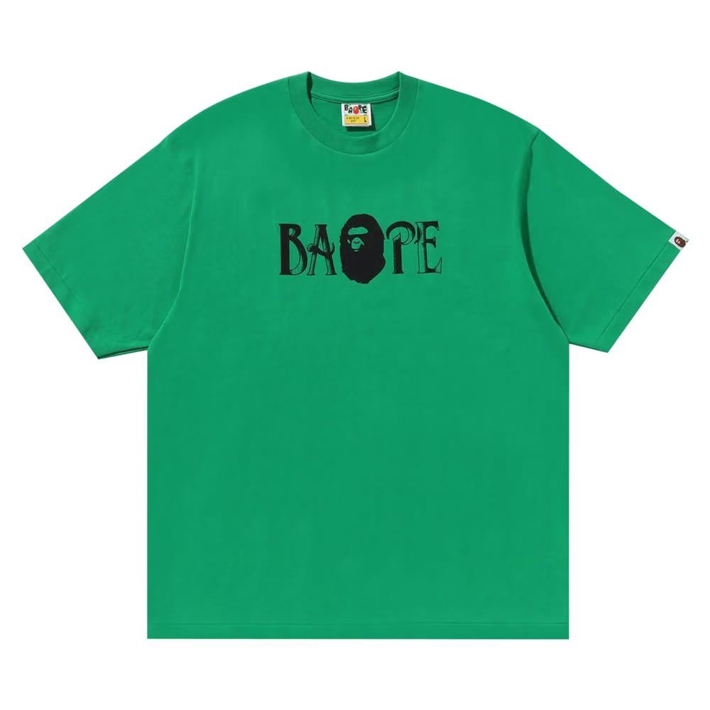BAPE Screen Print Logo Relaxed Fit T-Shirt Green
